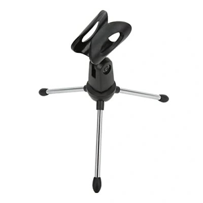 Image de support de micro table, angle réglable, filetage 5/8 pouces, patin antidérapant, microphone bureau, bonne flexibilité, facile à ranger avec un clip pour la
