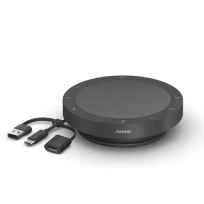 Image de Jabra Speak2 55 Enceinte Bluetooth avec 4 micros antibruit, Haut Parleur 50 mm Pleine Gamme, Audio Large Bande, Compact et Portable Certifié pour Zoom Google Meet Gris foncé