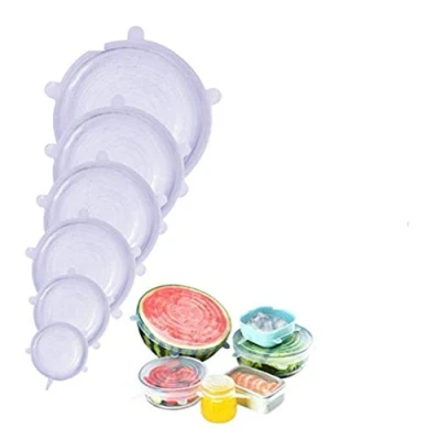 Image de Dada Lot de 6 couvercles Extensibles en Silicone, Plusieurs Tailles Conservation des Aliments réutilisables