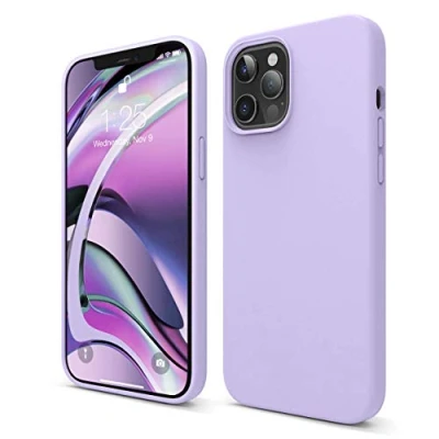 Image de elago Coque Silicone Liquide Compatible avec iPhone 12 Pro Max (6,7) Case en Premium, Étui Protection Complète, Cover Antichoc à 3 Structuree (Mauve)