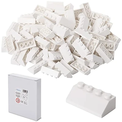 Image de Katara 100 Briques de Construction sous Forme Toit, compatibles avec Tous Les Autres Fabricants Blanc