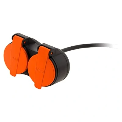 Image de Rallonge étanche 2 prises avec clapet orange 2P+T H07RN F 3x 1,5mm² 25m Zenitech
