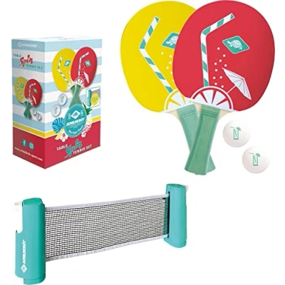 Image de Schildkröt Set de ping Pong Spin, 2 Raquettes en Bois FSC, balles, Filet Extensible et réglable Longueur, idéal pour emporter Vacances ou dans Le Jardin, 788661
