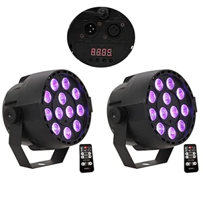 Image de Ibiza PACK 2 PROJECTEURS PAR A LED 12 X 3W RVB DMX 3 EN 1 TC Mélangeur de couleurs, variateur et stroboscope