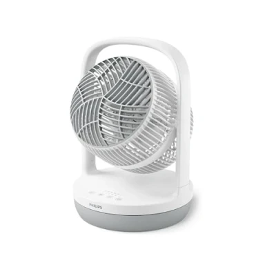 Image de Ventilateur de table Philips série 2000. Puissant et ultra silencieux. 23 dB. Circulation l&#039;air. Inclinaison réglable à 180. Pour la chambre coucher, maison le bureau. Blanc. (CX2050/00)