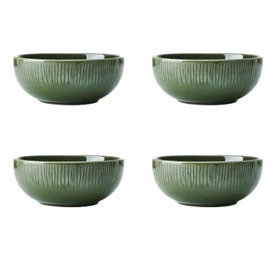 Image de Mikasa Jardin ensemble de bols à céréales 4 pièces, vert, service pour 4, en grès, soupe 15 cm Emballage cadeau et vaisselle lavable au lave