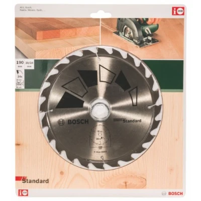 Image de Bosch 1x Lame de Scie Circulaire Standard (pour Bois, Ø 190 x 2.2/1.5 30/24 mm, 24 Dents, ATB, avec Bague Réduction Accessoire Circulaire)