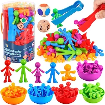 Image de NCKIHRKK Jouet Enfant pour 2 3 4 5 Ans, Caractères Jeu Educatif, Jeux Montessori Ans Comptage et Tri Apprendre Les Couleurs, de Motricité Fine