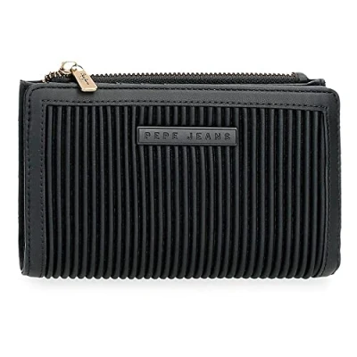 Image de Pepe Jeans Aurora Portefeuille avec Porte Cartes Noir 17x10x2 cm Cuir Synthétique