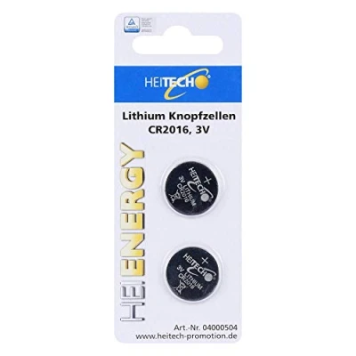 Image de Heitech Lithium Button Cells 2 pcs, CR2016 Batterie à Usage Unique 3 V