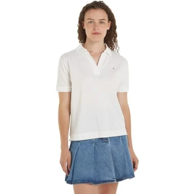 Image de Tommy Hilfiger Femme Polo Manches Courtes Regular, Blanc (Ecru), XXL