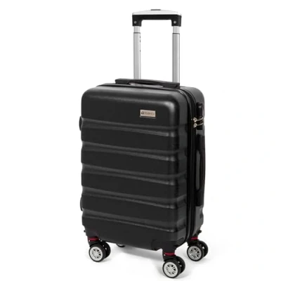 Image de Todeco Valise Cabine 56cm, Rigide e légère ABS+PC à Main avec Coque Rigide, de Voyage, 4 Doubles Roues, 56x36x22cm, Noir