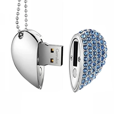 Image de GARRULAX Clés USB 3.0, 32 Go Heart Diamond High Speed 3.0 Stockage de données Flash Drive Memory Pen Stick Disk Pendrive (Bleu)