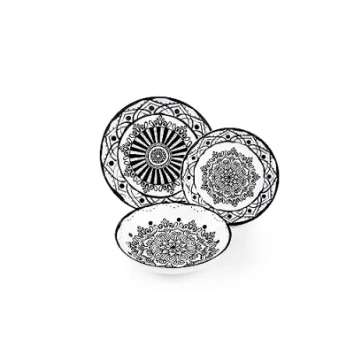 Image de Excelsa bhoeme Noir Service Table, Porcelaine, Noir, 18 unités