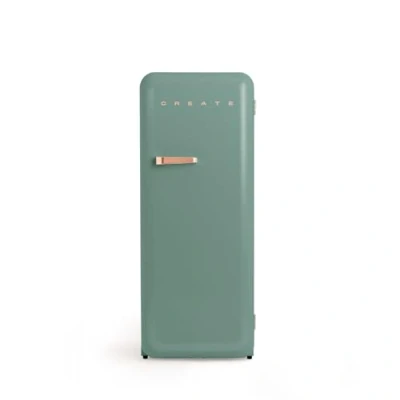 Image de CREATE RETRO FRIDGE 150 rose GOLD Réfrigérateur vert sauge poignée or avec congélateur 281 l/102 W, basse consommation, cm, 3 étagères, régulateur de température, porte bouteille, 60 x