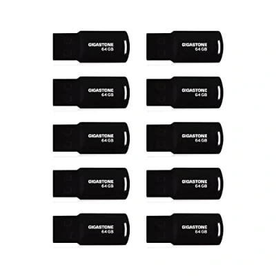 Image de Gigastone Clé USB 64 Go Lot de 10, V70 Série, Rétractable sans Capuchon Conception, Compatible avec Interface 2.0