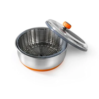 Image de BRA Efficient Essoreuse à salade en acier inoxydable 18/10 avec base silicone antidérapante, capacité 4 L, convient comme bol de service