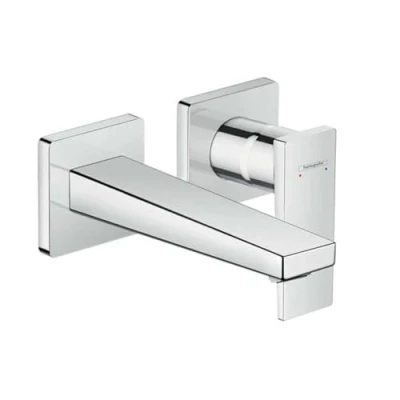 Image de hansgrohe Metropol Mitigeur de lavabo encastré mural, bec 225mm, poignée manette, bonde à écoulement libre, chromé, 32526000