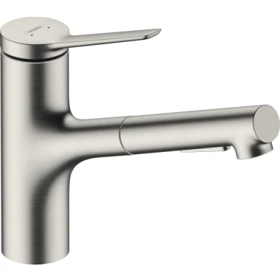 Image de hansgrohe Zesis M33 Mitigeur de cuisine 150 avec douchette extractible 2 jets, sBox, aspect acier inox, 74803800