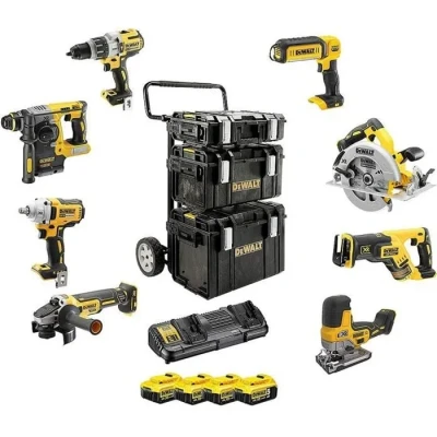Image de DeWalt DCK856P4 QW Lot de 8 batteries 18 V/5 Ah Noir/jaune