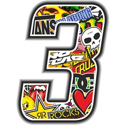 Image de Quattroerre Nombre de Course 3 Sticker Bomb, Fin, 10 x 7,5