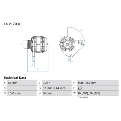 Image de BOSCH 0 986 080 490 Alternateur 14V 70A FIAT: Panda II 5 portes, Punto 3/5 Doblo I Break, LANCIA: Ypsilon