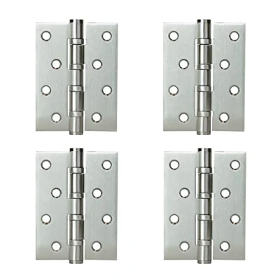 Image de LOOTICH Charnières à Bout Paumelle Visser Acier Inox Roulement Billes Charnière 102 x 76mm pour Portes Intérieures Recouvrement Jusqu&#039;à 80 kg (4 Pièces)