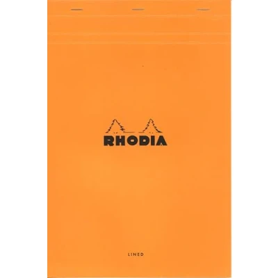 Image de RHODIA 19600C Bloc Notes Agrafé N19 Orange A4+ 21 x 31,8 cm Ligné + marge 80 Feuillets Détachables Papier Clairefontaine Blanc g/m² Couverture en Carte Enduite Souple