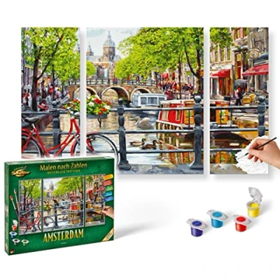 Image de Schipper MNZ (Tripty) Naturel Peinture par numéros Amsterdam (triptyque), 50 x 80 cm, 609260812, Multicolore