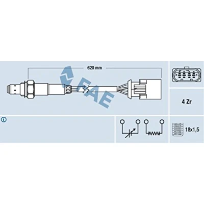 Image de FAE 77396 Sonde lambda chauffé MINI: 3/5 portes, Cabriolet, ROVER: 45 Berline, 5 75, MG: ZS ZT MG portes