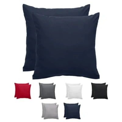 Image de Komfortec Taie d&#039;oreiller Lot de 2 80x80 cm 100% Microfibre 120g/m², Super Doux Housse Coussin, Bleu