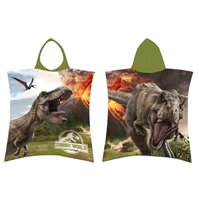 Image de Jerry Fabrics Poncho De Bain en Coton Jurassic World 50 X 115 Cm Vert