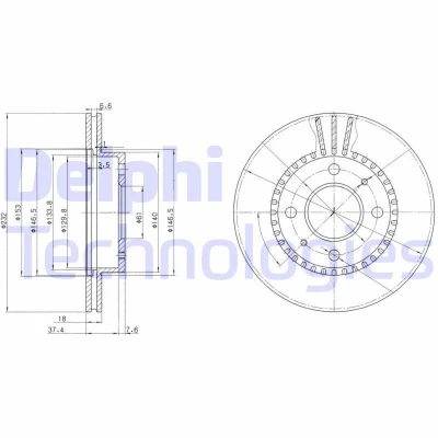 Image de DELPHI BG3206 Disque de frein 232 18 4 ventilé huilé non traité sans roulement roue, bague ABS NISSAN: ALMERA 1 Hatchback,