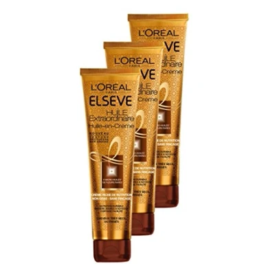Image de L&#039;Oréal Paris Elsève Huile en Crème de Nutrition sans Rinçage pour Cheveux Très Secs et Frisés 150 ml