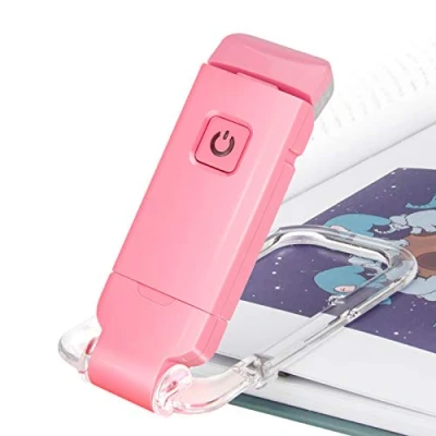 Image de HONWELL lampe de lecture à pince LED pour livre, livres au lit, lumière douce les yeux, rechargeable par USB, 2 réglages luminosité la protection des rose