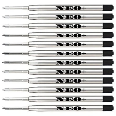 Image de Recharges de stylo à bille qualité, bon marché mais durables, pointe moyenne. Compatible avec le Parker aussi. Recharge style G2 fabriquée en Allemagne (12 x ENCRE NOIRE)
