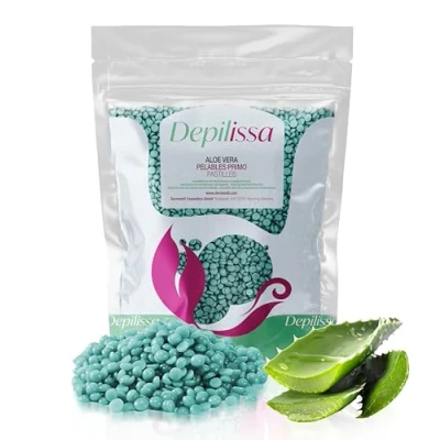 Image de Depilissa Perles d&#039;épilation à l&#039;aloe vera TIO2 400 g Utilisation sans bandes non tissées Convient tous les types de peau Visage, aisselles, bras, jambes, bikini, parties intimes, corps