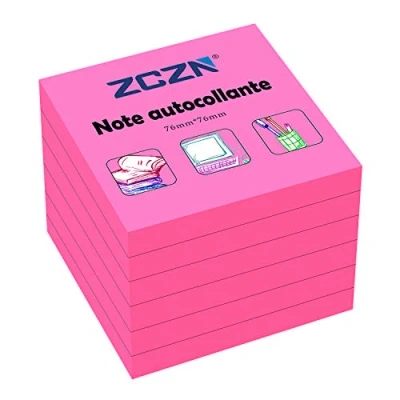 Image de ZCZN Lot de 6 blocs notes autocollants, 80 feuilles, 76 x mm, Fuchsia