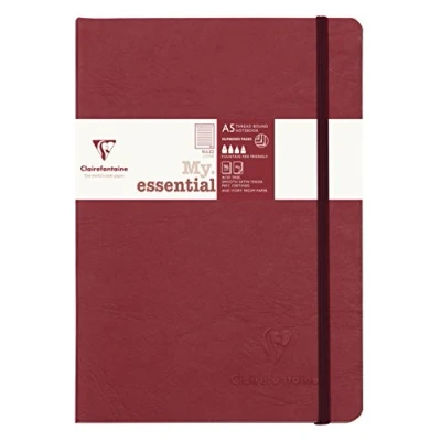 Image de Clairefontaine 793462C Collection Age Bag Un Carnet Élastiqué Cousu MyEssential Rouge A5 14,8x21 cm 192 Pages Numérotées Lignées Papier Ivoire 90 g Couverture Carte Lustrée Grain Cuir