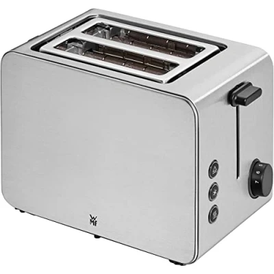 Image de WMF Stelio grille pain 2 tranches en acier inoxydable, double fente avec réchauffe viennoiseries, fonction bagel, 7 niveaux de brunissement, 900 W, inoxydable