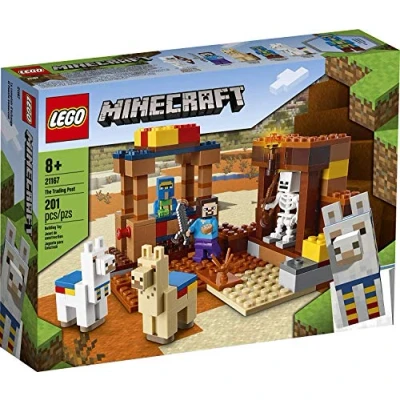 Image de LEGO Minecraft The Trading Post 21167 Collectible Action Figure Playset with Minecraft’s Steve and Skeleton Toys, New 2021 (201 Pieces)