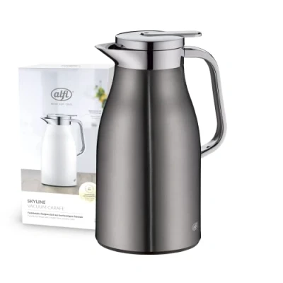 Image de alfi SKYLINE 1,0l, cool grey, pichet isotherme inox avec intérieur en verre trempé hygiénique, bouchon vissé bouton poussoir très pratique, poignée ergonomique, d&#039;une seule main
