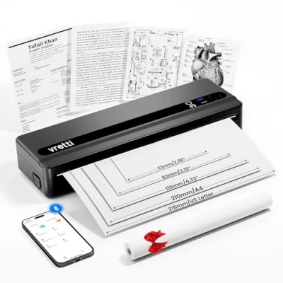 Image de vretti Imprimante Thermique A4, PB821 Bluetooth Portable, sans Encre, Prend en Charge Le A4 Papier de Voyage Fil Compatible avec Android et iOS