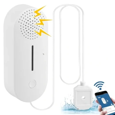 Image de Nizirioo Détecteur d&#039;eau avec Alarme Wi FI Et Capteur de Niveau d&#039;eau, Bruyant 100 DB à Piles, Compatible L&#039;application Tuya Smart Life, pour Cuisines, Caves, Éviers, Sols