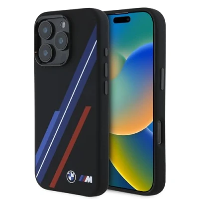 Image de Étui BMW pour iPhone 16 Pro 6.3 noir étui rigide Silicone Random Lines MagSafe Neuf