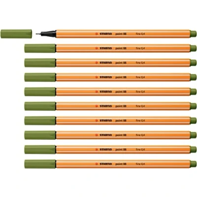 Image de Stylo feutre pointe fine STABILO point 88 Lot x 10 stylos vert mousse (35)