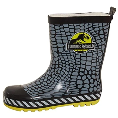 Image de Jurassic World Bottes en caoutchouc pour enfants Motif dinosaure Chaussures de pluie, Noir , 31 EU