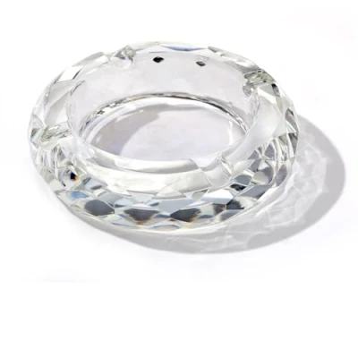 Image de CDXHOME Cendrier en Verre Cristal, élégant Porte Cigare Cristal Transparent pour la Maison et Le Bureau, Décoration de Table (Crystal Clear, 4,7 Pouces)