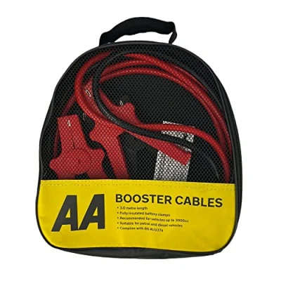 Image de Câbles de démarrage isolés AA AA4550 Pour moteurs essence/diesel jusqu&#039;à 3000 cc, câble 3 m, sac rangement