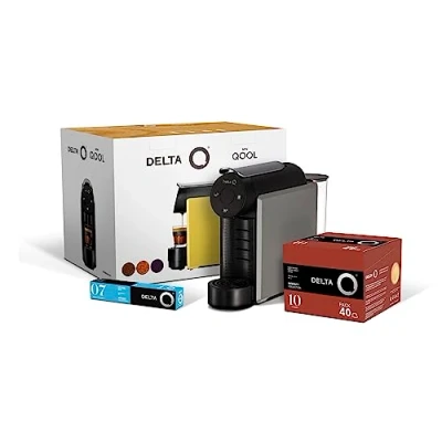 Image de Delta Q MiniQool Pack de cafetière à capsules automatique Réservoir avec capacité 7 Comprend 1 x 40 café Qalidus + 10 DeQafeinatus Gris